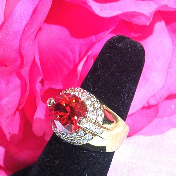 Red Ruby, gold plated with Swarovski crystals. - Picture 5 of 6